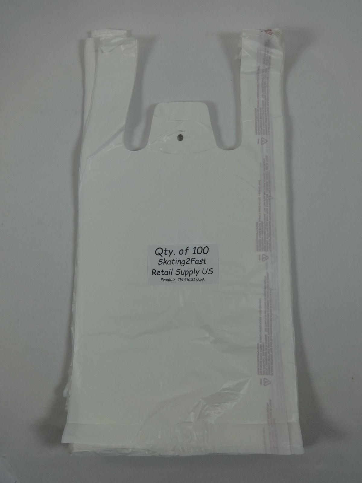 200 T-Shirt Bags w/ Handles 8" x 5" x 16" Plastic Retail