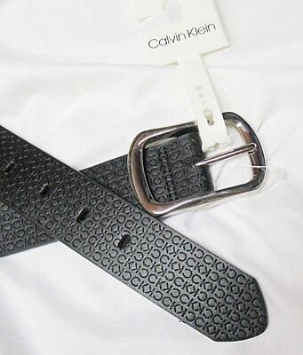 CK Calvin Klein Signature Logo Mens Dress Leather Belt Size S 29''-35'' Brand New