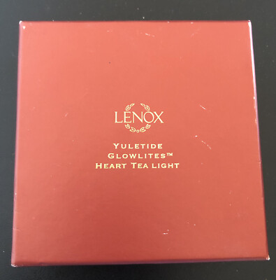 Mint in Box~ Lenox  Yuletide Glowlites  Heart Tea Light 24K Fine Bone China