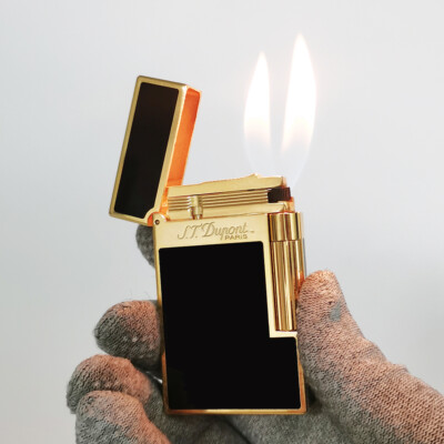 S.T. Dupont Double Flame Lighter Ping Sound Gas Refillable Smoking Cigarette