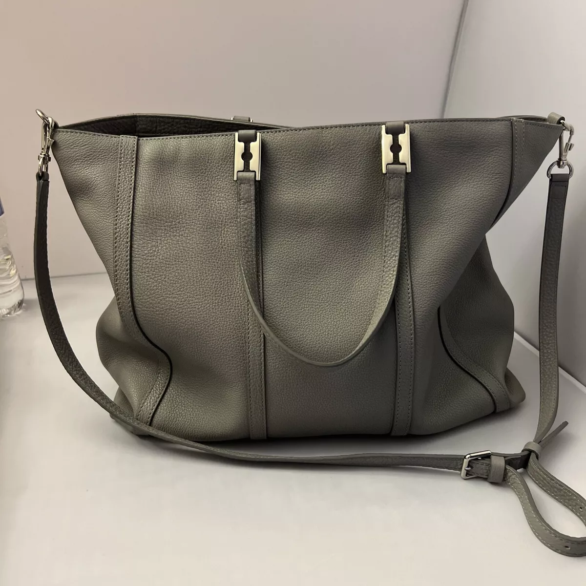 Gray shoulder shop bag