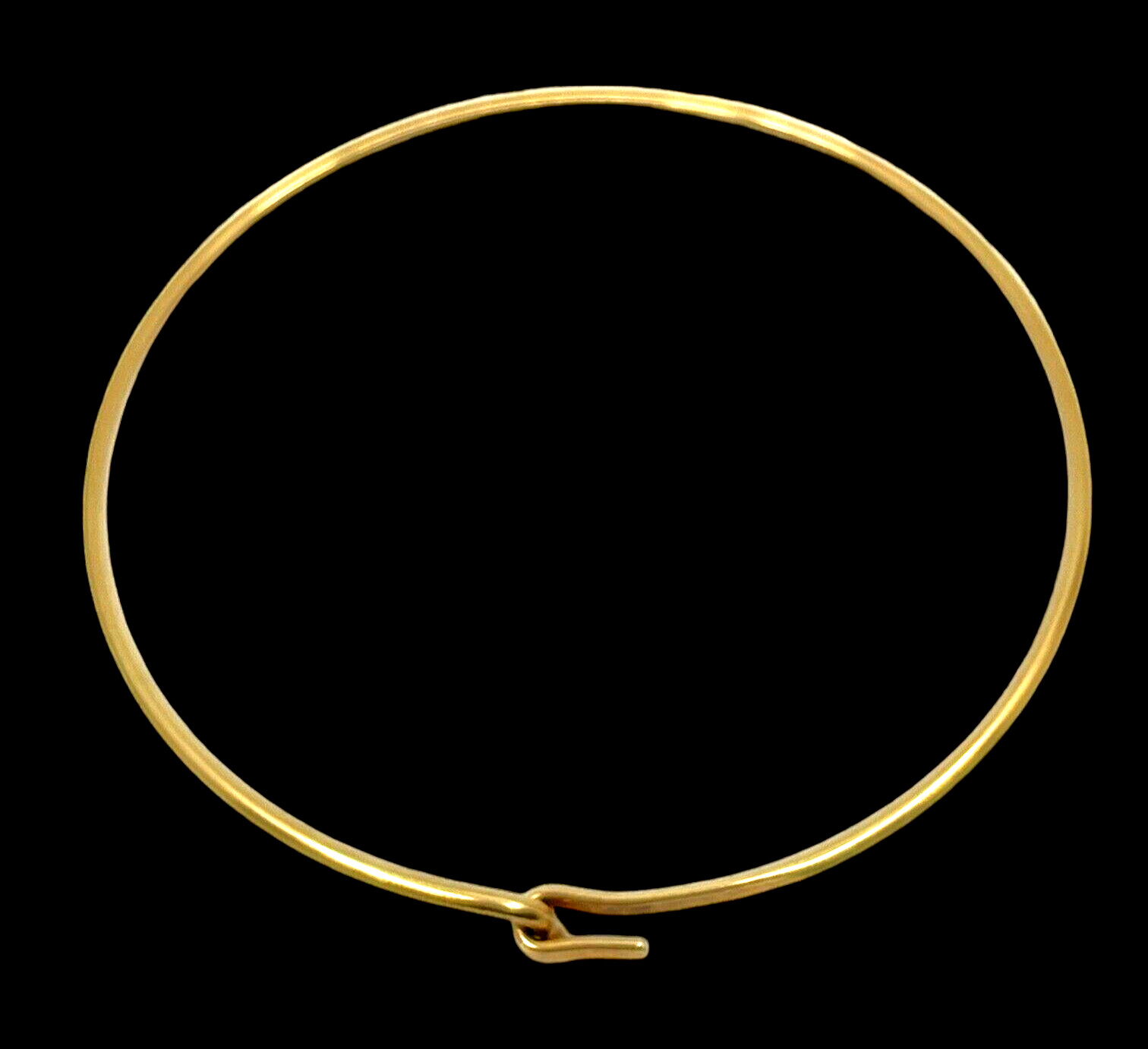 14k Solid Yellow Gold Ball Hook Round Bangle Brac… - image 4