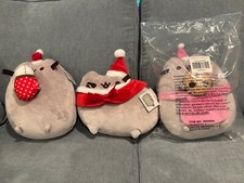 Lot of 3 Gund Pusheen 9 inch Plush, Santa, Cape, Hot Cocoa,