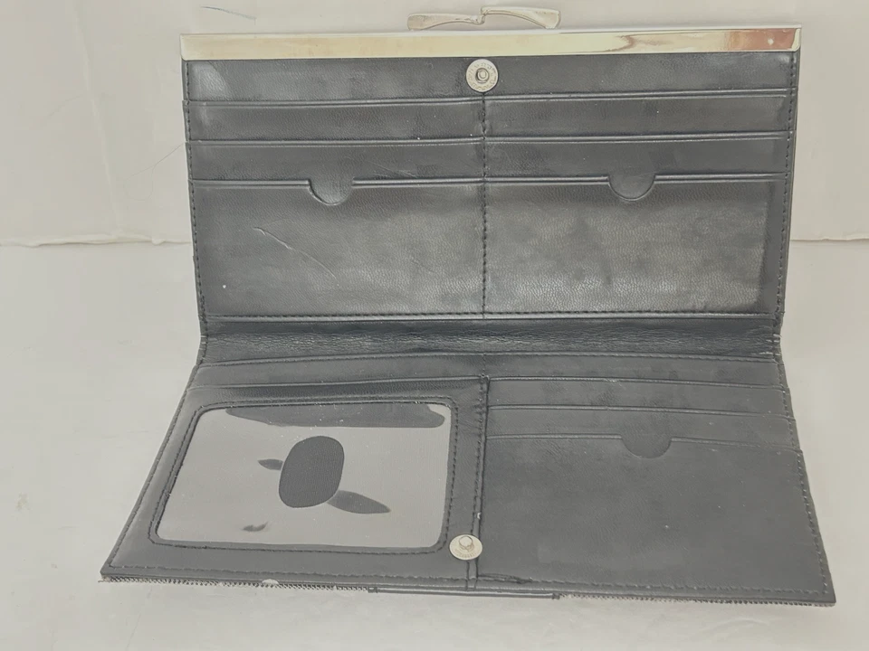 Beijo Kisslock 钱包 手包 长 双折 灰色 黑色 格子 二手状况完好 — 第 3/4 张图片