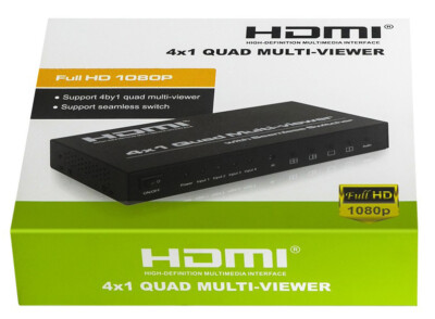 1080P HDMI 4x1 Quad Multi-viewer Converter PIP Seamless Switcher Remote Control