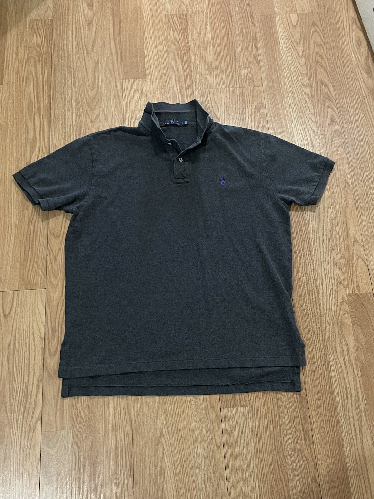 Polo Ralph Lauren camicia uomo grande grigio viola pony manica corta preppy golf Y2K