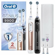 Oral-B Genius 9900 Twin Pack Spazzolino Elettrico Ricaricabile Nero, Oro Rosa