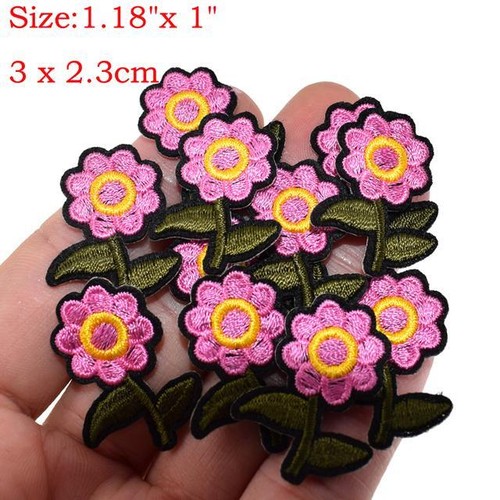 10 Daisy Flower Appliques Embroidered Leaf Patches Iron-On Sewing Craft Supplies - Picture 21 of 23