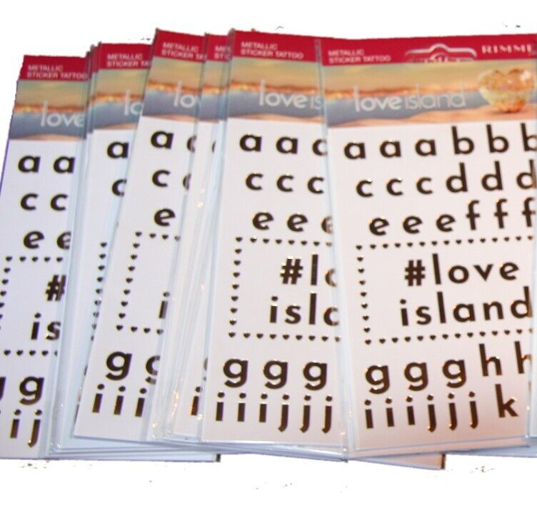 1000pc Rimmel Alphabet Metallic Tattoo Packs | Love Island -78 Letters Per Pack