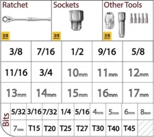 Husky Pass-Thru 3/8" Drive Socket - Ratchet - Extension - PICK ONE