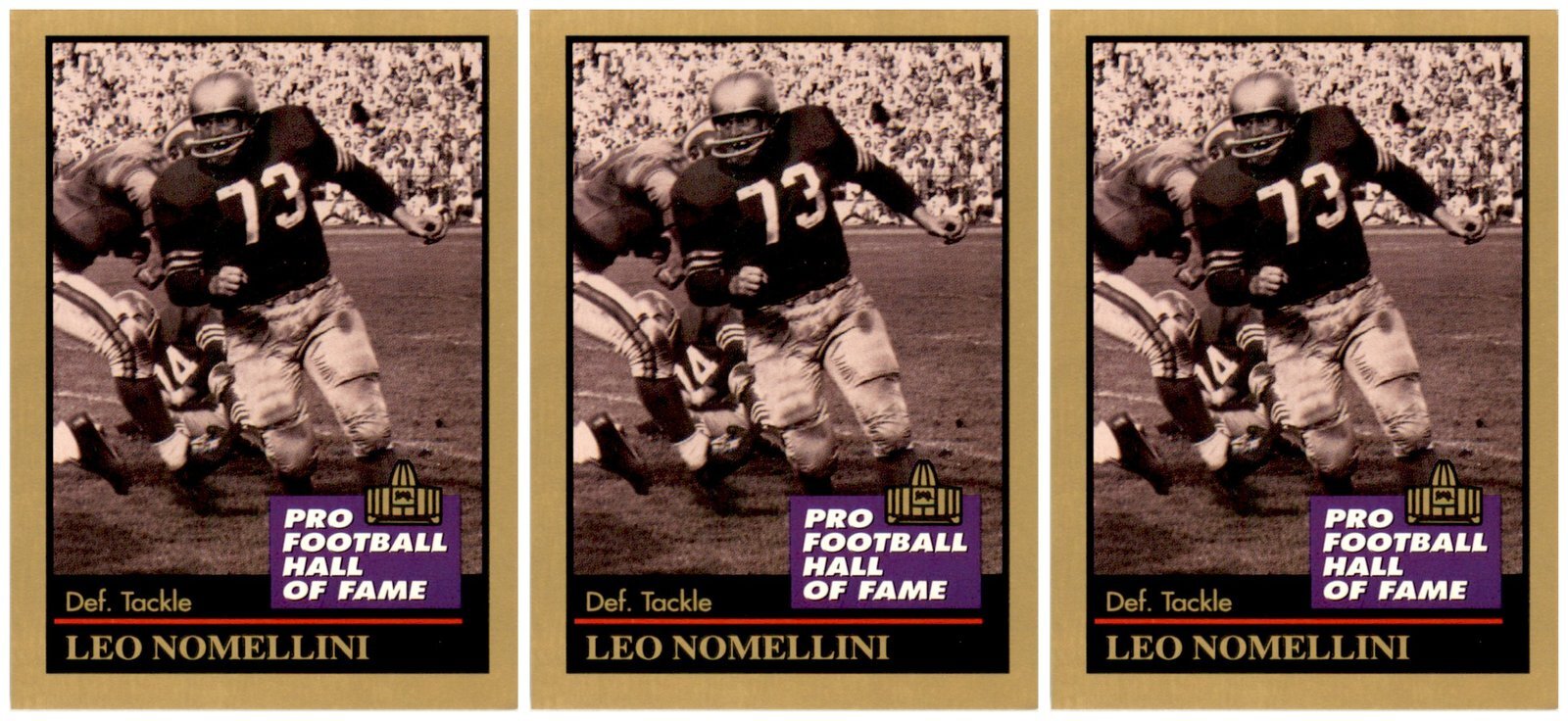 (3) 1991 ENOR Pro Football HOF #109 Leo Nomellini San Francisco 49ers Card Lot