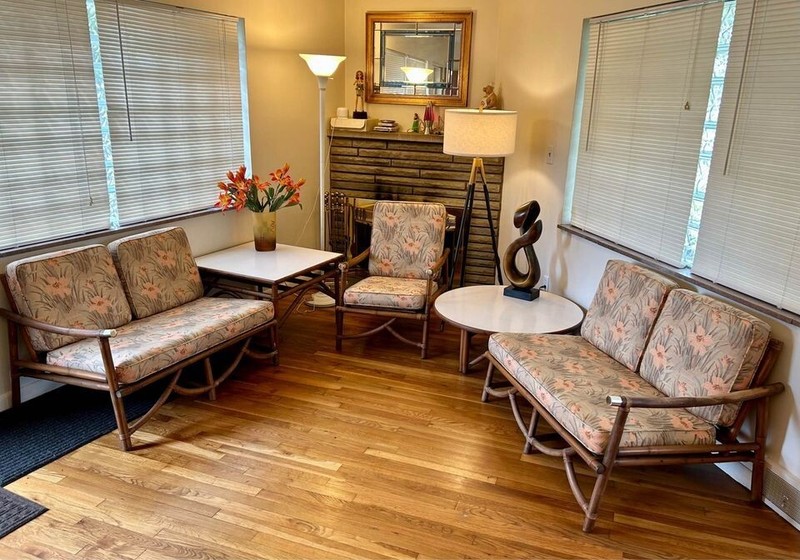 Authentic Mid Century Modern Vogue Matching Rattan Living Room Set