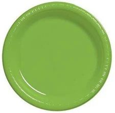 Lime Green 7 Inch Plastic Desert Plates 20 Pack Tableware Decorations Supplies