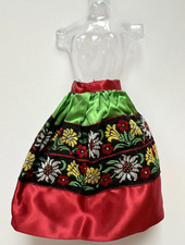 Vintage Barbie in Mexico Doll Fashion 820 Red Green Satin SKIRT ONLY, Nice,