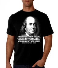Ben Franklin Shirt Quote, Black, Pro Gun, Liberty, 1776, Founding Fathers, 2nd