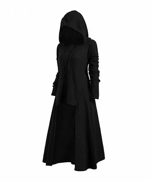 Camisa Black Knit Hood Hi Low Dress Women s Size Small eBay