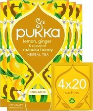 Pukka - Lemon, Ginger & Manuka Honey Tea - 4 Packs of 20 Sachets