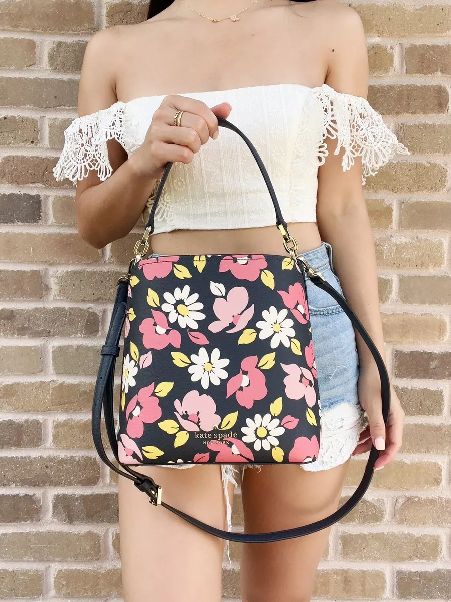 KATE SPADE DARCY FLEURETTE FLORAL SMALL BUCKET CROSSBODY SHOULDER