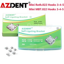 AZDENT Dental Ortho Self-Ligating Brackets Braces Mini Roth/MBT 022 Hook 3-4-5