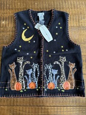 Vintage Halloween Cat Teacher Vest Size L