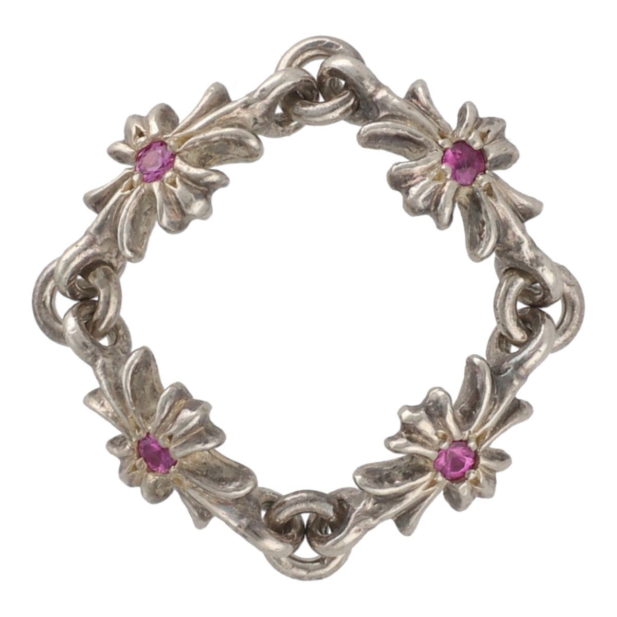 Chrome Hearts Tiny E CH Plus Ring 10 Sz 925 Silver Pink Chrome Hearts Tiny E CH Plus Ring 10 Sz 925 Silver Pink