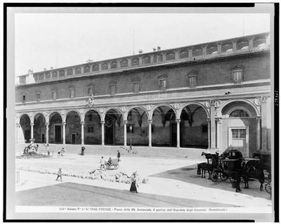 Firenze,Piazza della Annunziata,Ospedale degli Innocenti,F Brunelleschi,1880