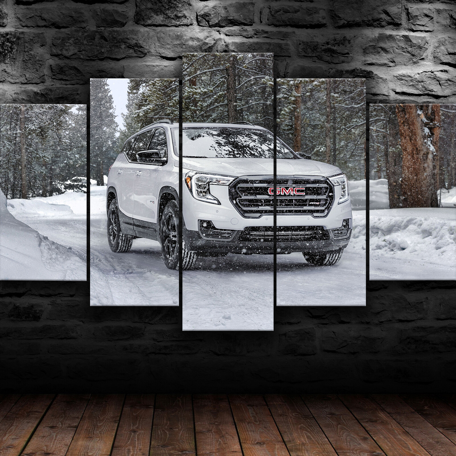 GMC Pickup Truck SUV Snow Beauty Car 5 Piece Canvas Wall Art Print Home Decor