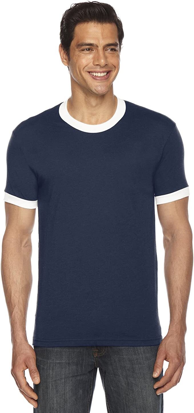 Футболка BB410W American Apparel унисекс из поли-хлопка с коротким рукавом темно-синий белый XS 3890₽