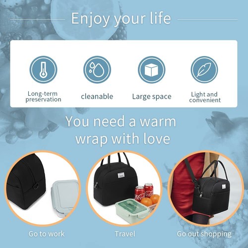 lunch bag women & men Reusable Insulated Cooler Lunch Box Adult Water Resista... - Picture 6 of 7
