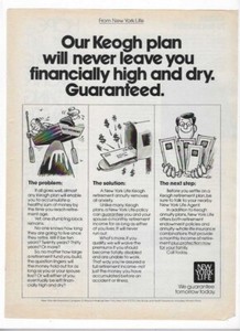1977 New York Life Insurance "Keogh Plan" & Project Hope Vintage Print Ads