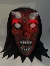 Unisex Adult Scary Devil Red 'Lights Up" Halloween FX Mask Hood