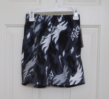 NWT Nike Gray Black White Print Swim Shorts sz XS 6/7