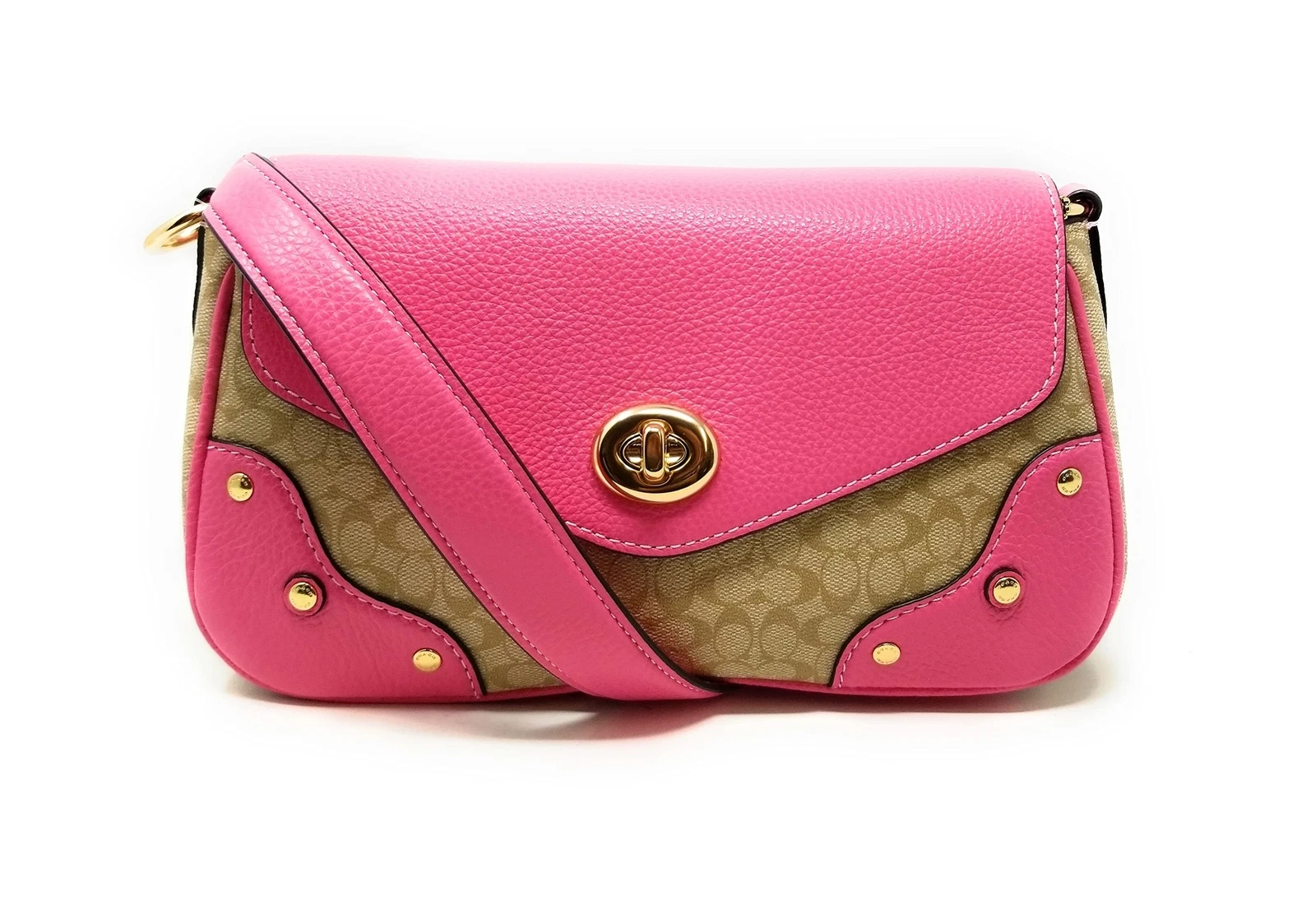 Borsa a tracolla Coach donna Millie in tela firmata colorblock IM Kaki Petuni