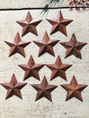 #ad 2.25quot; Rusty Rust Tin Metal Barn Stars Star 10 Pack Dimensional 2 1 4quot; NEW $3.99