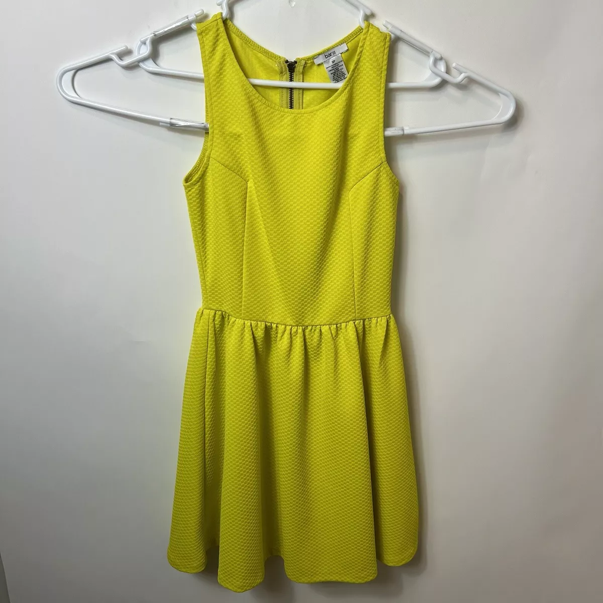 Bar III 3 Womens Sleeveless Dress Size Small Petite Yellow Zip Closure