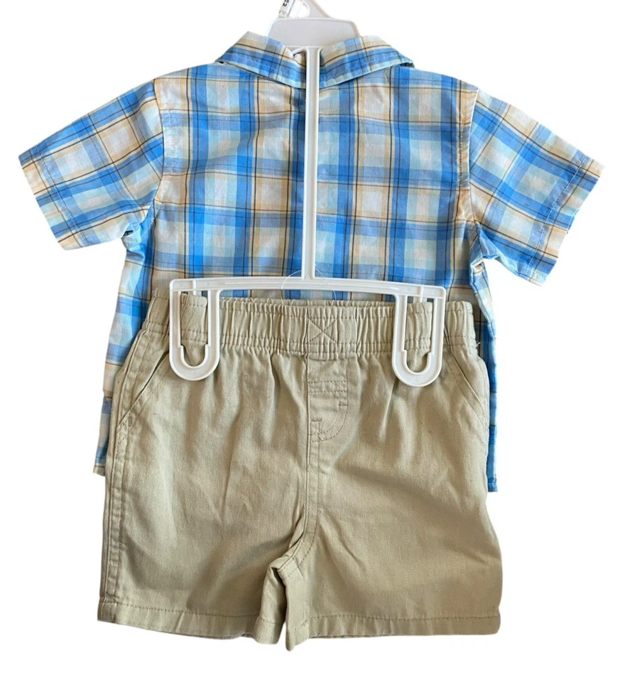 Wrangler Baby Boys 2-Piece Outfit 18M Plaid Shirt & Khaki Shorts NWT - Image 3 of 4