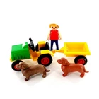 Vintage Playmobil 3715 Child w/ Tractor & Dogs Playset Near Complete