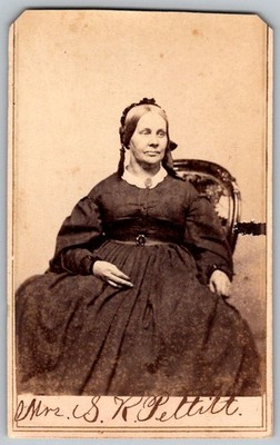 Antique CDV Circa 1860s J. Dougherty Old Lady In Dress Bucyrus Ohio