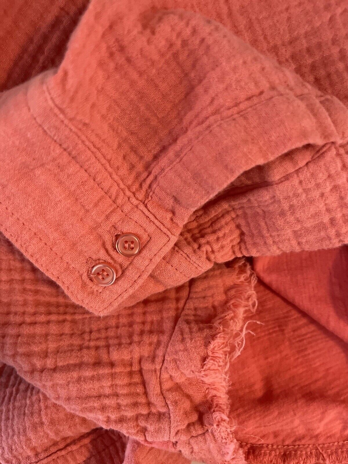 Marled Essentials XLARGE Coral Button henley over… - image 6