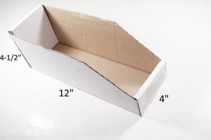 Lot of 50 USED BINMT412 Open Top Inventory Bin Box Corrugated 4" x 12" x 4-1/2"