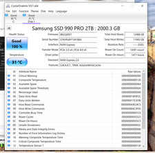 Samsung 990 PRO 2TB NVMe PCIe 4.0 M.2 2280 SSD (MZ‑V9P2T0) – Tested, 100% Health