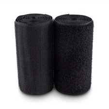 4 Inch Wide Black Sew on Hook and Loop Tape Non-Adhesive 1 Yd Length Black Ny...