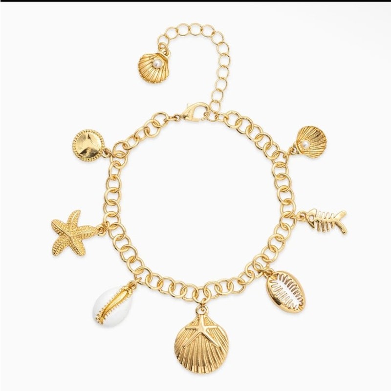 Sea Life Motif Circle Chain Charm Bracelet