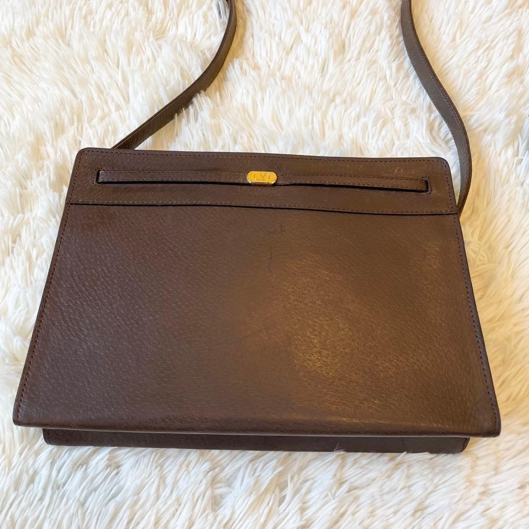 Valentino Garavani VLogo Leather Shoulder Bag Dark Brown Women's Authentic Japa thumbnail 2