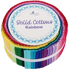 40 PCS Jelly Roll Precut Fabric Strips Rainbow Solids Premium Cotton Quilting