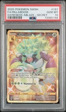 2020 POKEMON SWORD & SHIELD DARKNESS ABLAZE RILLABOOM 197 SECRET PSA 10 GEM MINT