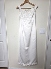 Vtg Jessica McClintock Size 4 Ivory Off The Shoulder Satin Wedding Bridal Gown