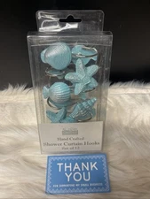 Carnation Home Fashions, shower curtain hooks, Blue Shells