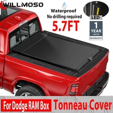 5.7Ft Tonneau Cover Truck Bed Cover Roll-up For 2009-2025 Dodge Ram 1500 W/BOX