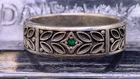 Vintage sterling silver Gothic Emerald Ring Men's Band size 8.75